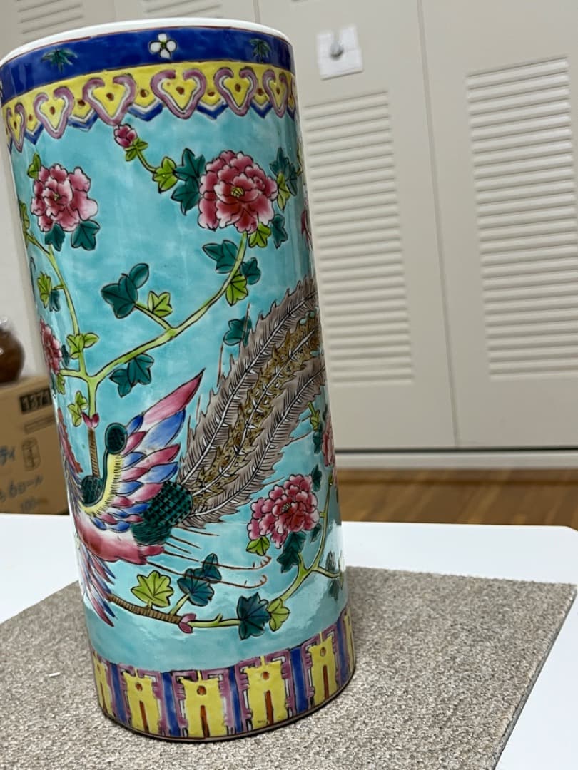 中国美術 大清同治年製 帽筒陶器 龍鳳呈祥 年代品 骨董