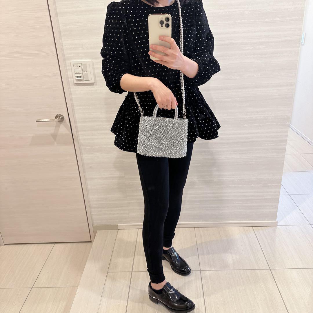 中サイズ)即購入OK)ワイヤーバッグシルバー　ハンドメイド