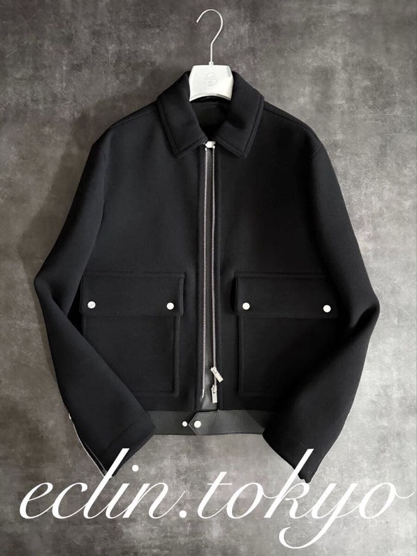 HERMES 《レザートリミング》ライダース ジャケット コート E4572