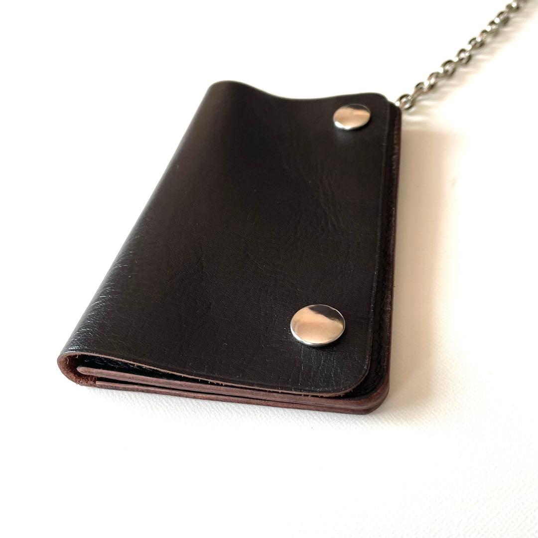 ミドルトラッカーウォレット　ホースハイド　デッドストックジッパー　前面ポケット
