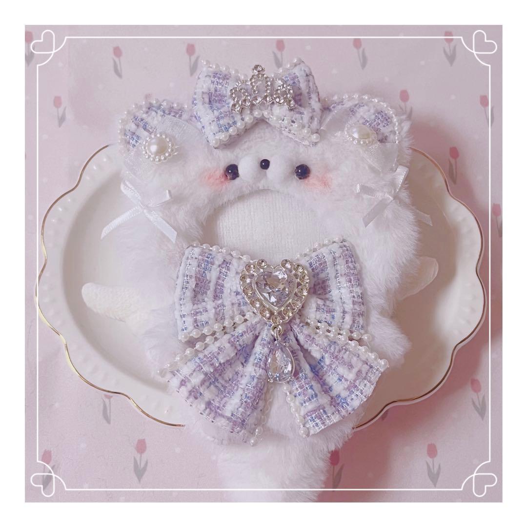 ぬい服 10cm にじぱぺっとツイードリボンのおすわり黒うさちゃん