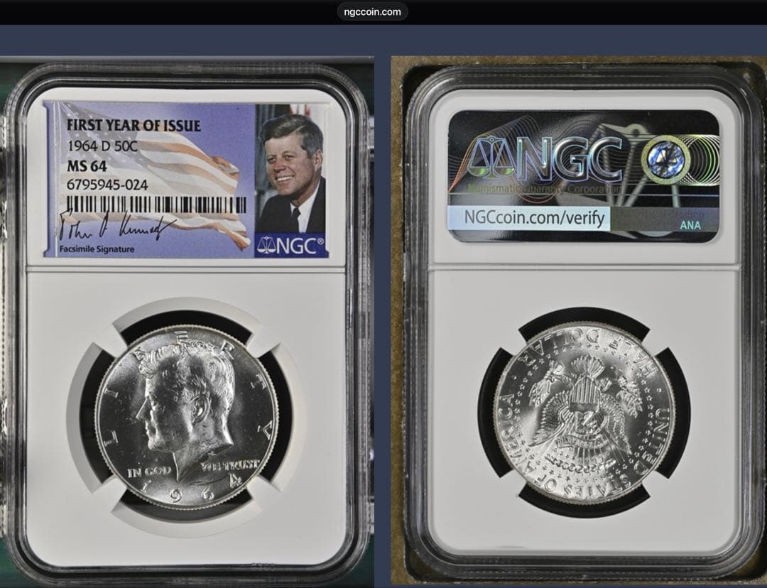 1964年 ケネディ ハーフダラー 銀貨 NGC MS64 FIRST YEAR - メルカリ