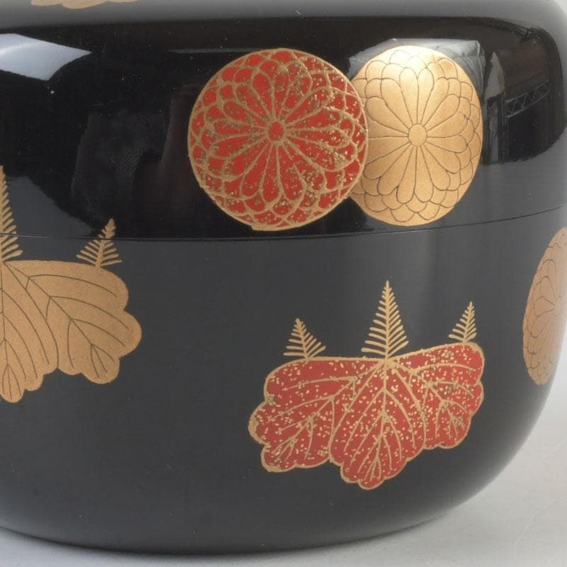 茶道具 漆芸家 難波仁斎作 高台寺蒔絵 平棗 共箱 V 9594