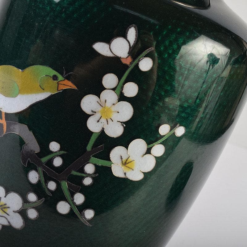 七宝焼 熱化工業 透釉 花鳥文 花瓶 唐木台・箱付 V R9322 - メルカリ