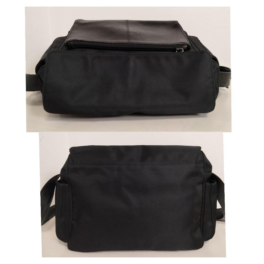 マックスマーラ ショルダーバッグ フラップ ロゴ刻印 ナイロン レザー ブラック