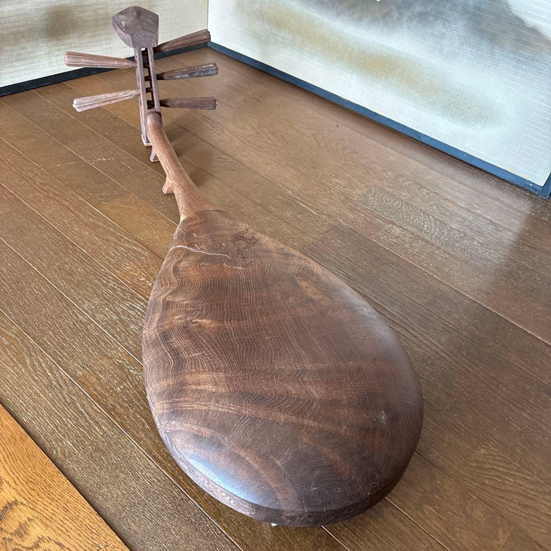 古い琵琶　古道具　和楽器　五弦