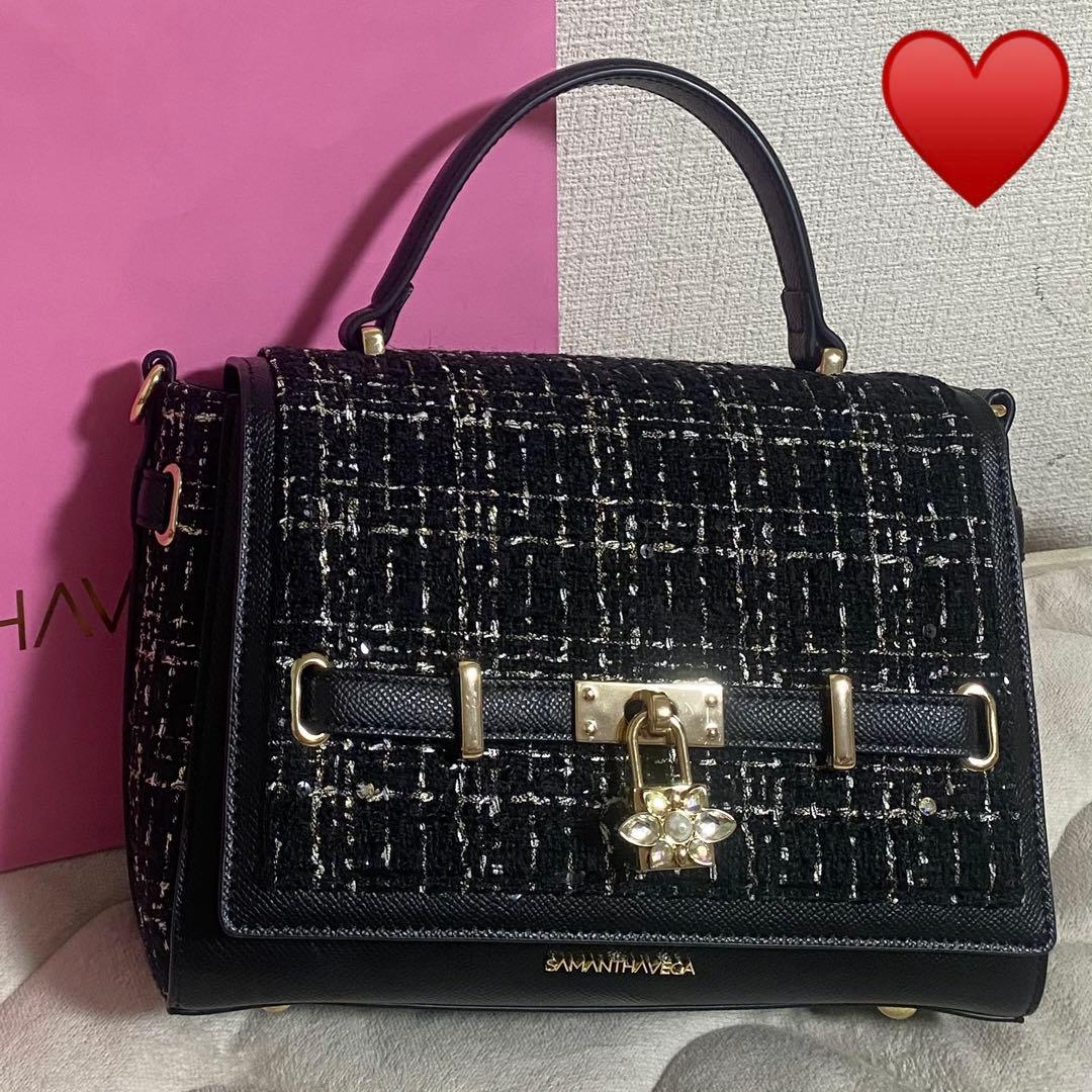 サマンサベガ ツイードベルトビジューショルダーバッグ