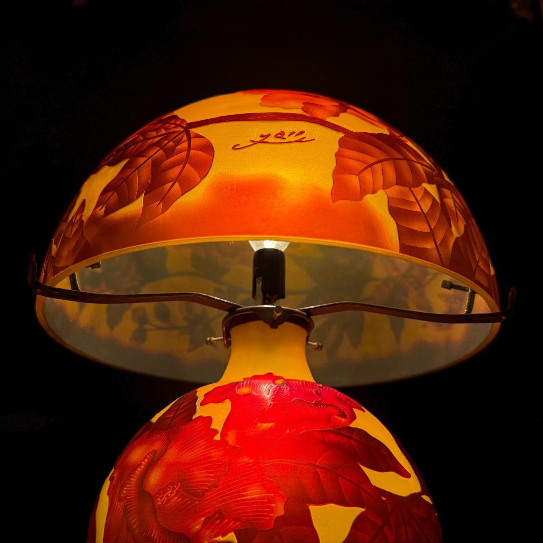 高さ35㎝【希少】【特大】エミールガレ風 レプリカ ランプ 卓上照明