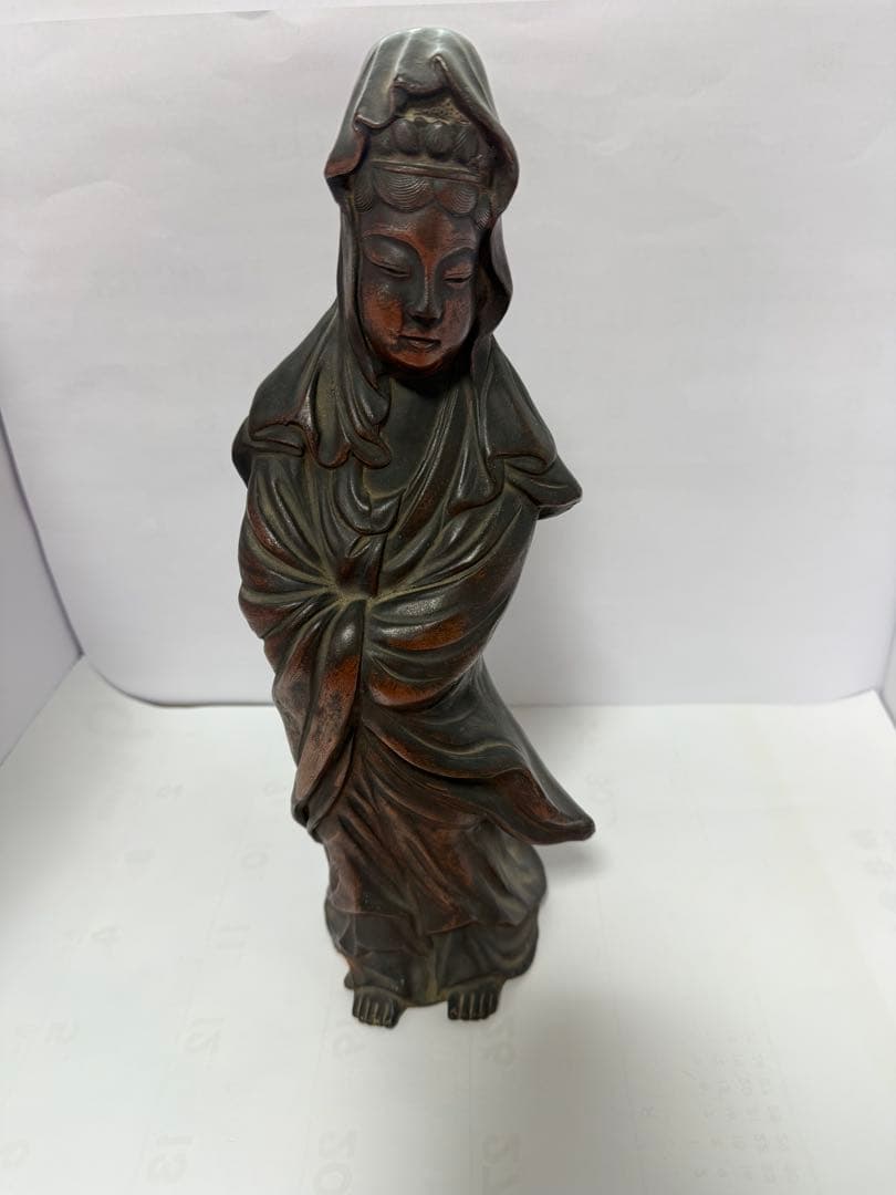 古備前焼　在銘　観音様　置物　送料込み