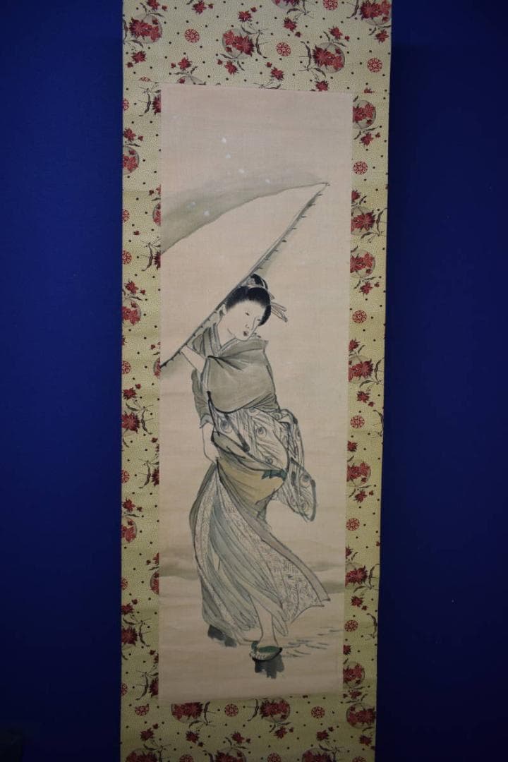 不詳/作者不明/雪中美人図/布袋屋掛軸HH-200