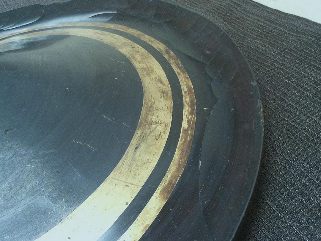 【陣笠　金彩線状文　家紋　年代物・N21・武具甲冑 】刀装具　縁頭 鍔目貫　外装