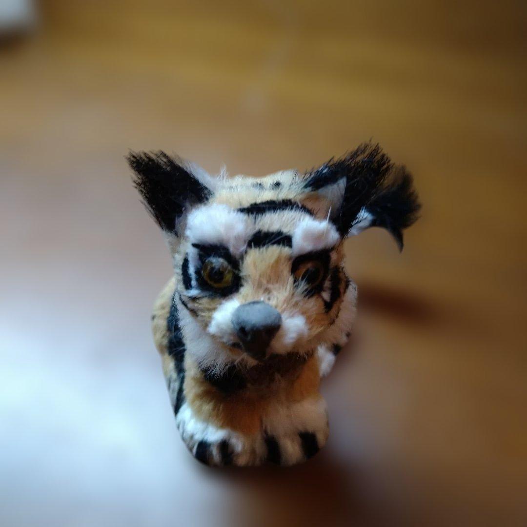 虎の親子の置物2体セット ビンテージ ハンドメイド 首振り 一点物