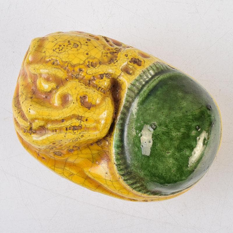 茶道具　永楽善五郎造　黄交趾　獅子形香合　共箱　M　R9339