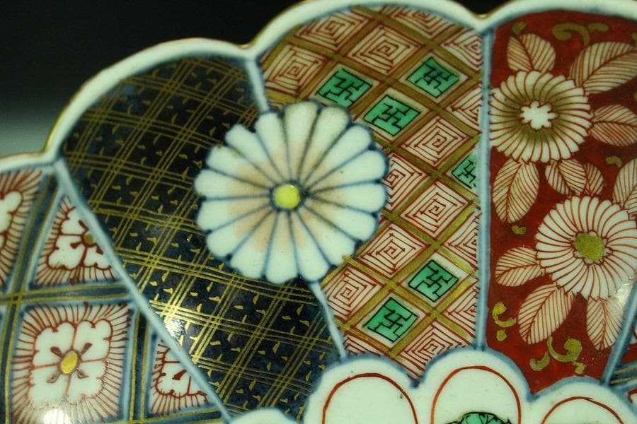 大聖寺 伊万里 菊碗 時代物(K-A867)