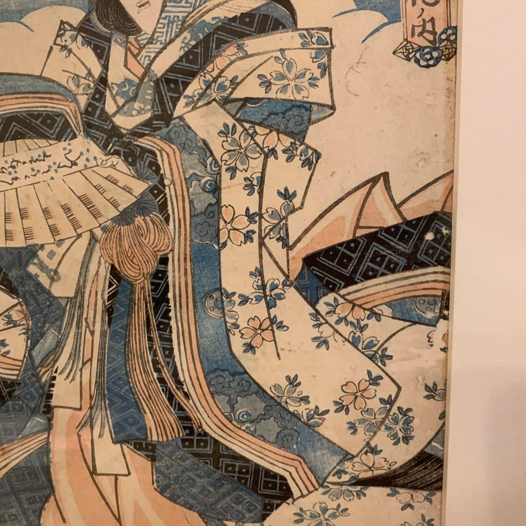 アンティーク　紙　木版(浮世絵) 35.5×24.5cm版上に落款有