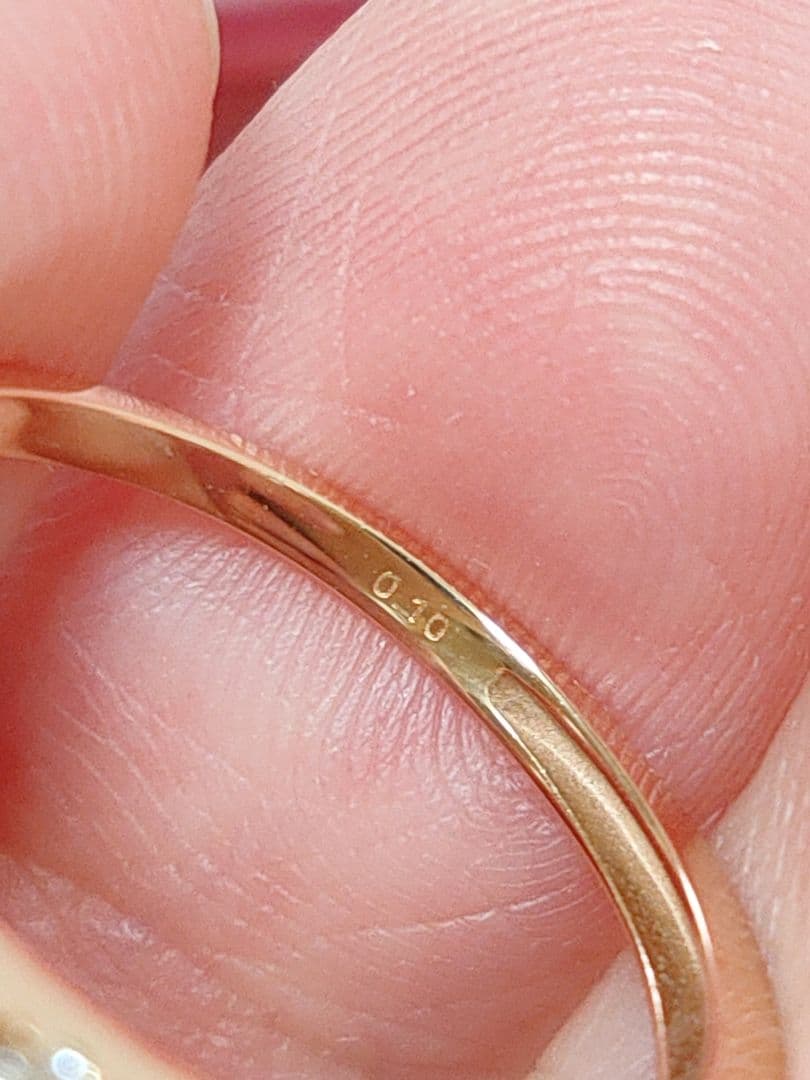 新入荷 未使用品 k18PG 天然ダイヤモンド 0.10ct リング