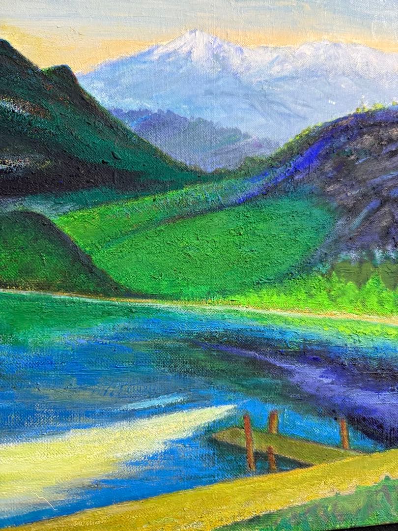 珍品　黒田清輝　【上信越 浅間】風景画 油彩画 武二識サイン入り　F8サイズ