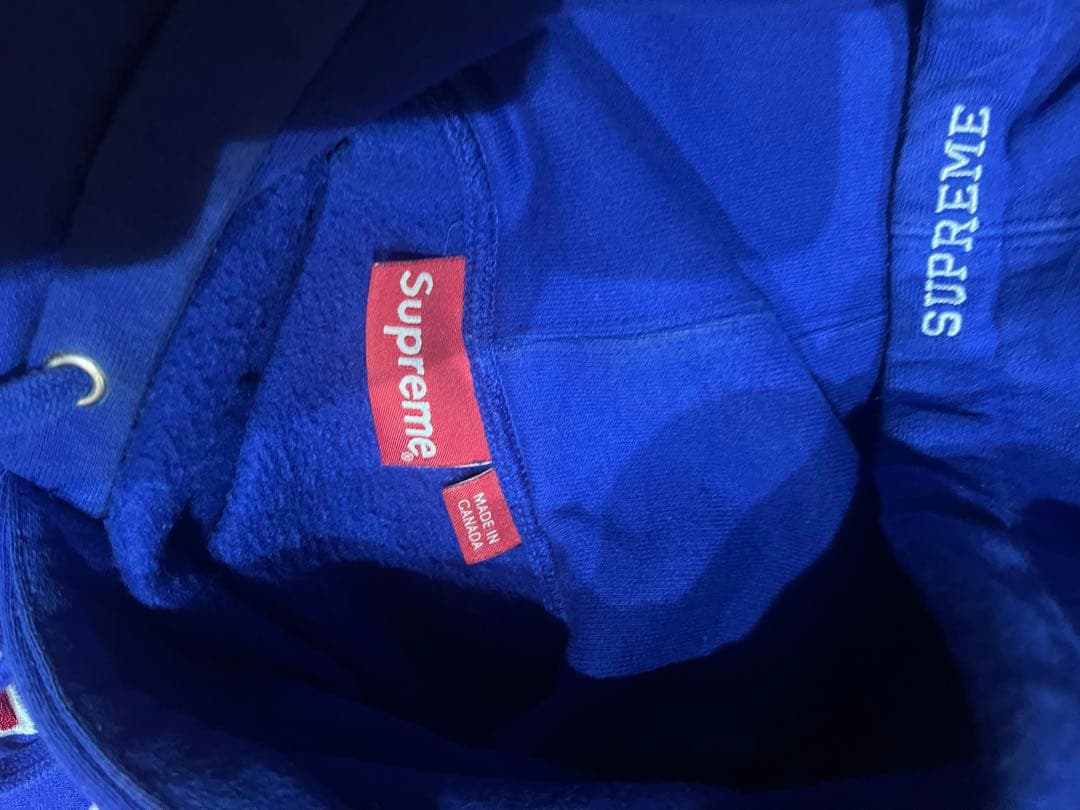 Supreme 刺繍Sロゴ ツノ　パーカー 青　L 堀米