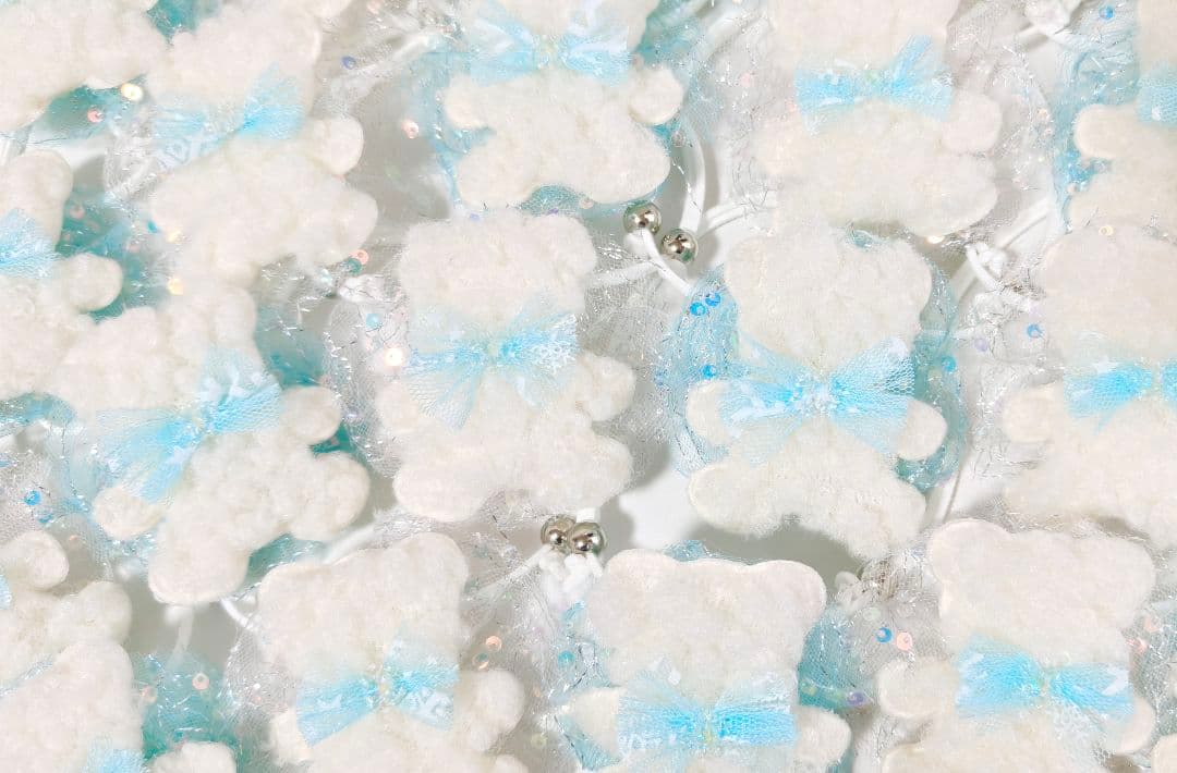 ペット用 トリミングチョーカー 1月 白くま 雪の結晶 リボン シロクマ