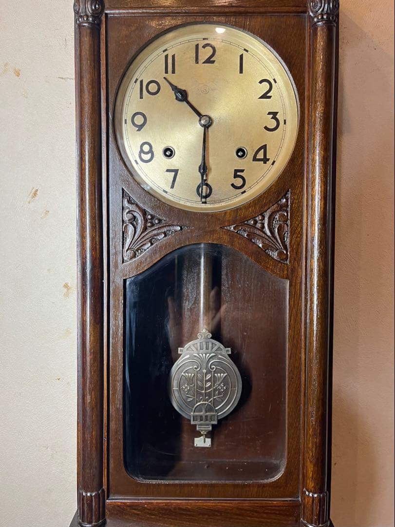 精工舎　デコ風合　柱時計　古時計　振り子　ゼンマイ　ボンボン　ユンハンス　レトロ