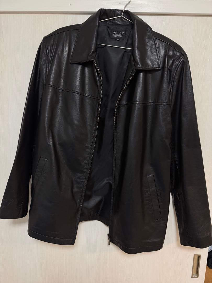 美品　XL程度　イタリアンレザー　シングルライダースジャケット　牛革 ライダース ジャケット メンズ レザージャケット 革ジャン ライダース