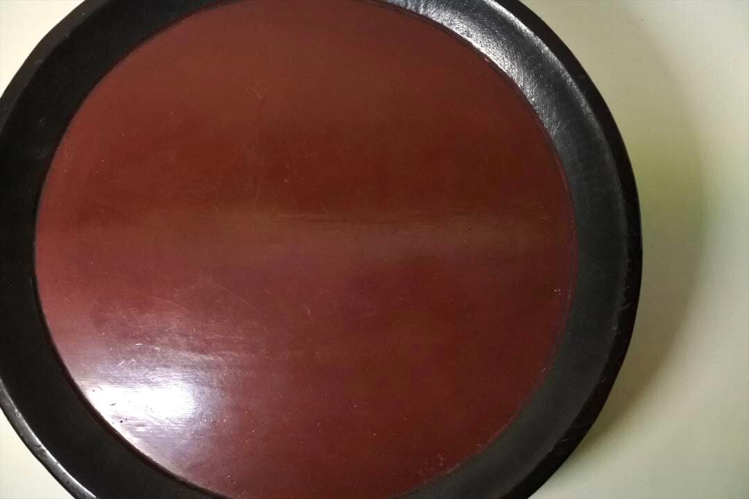 明治時代 時代盆 台 朱塗 骨董品 アンティーク