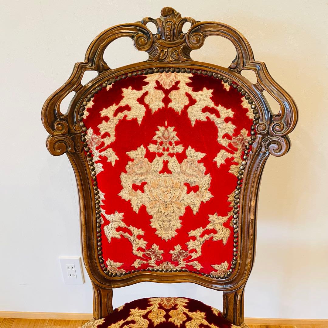 イタリア ダイニングチェア 金華山 赤 金 猫脚 椅子 ヨーロピアン