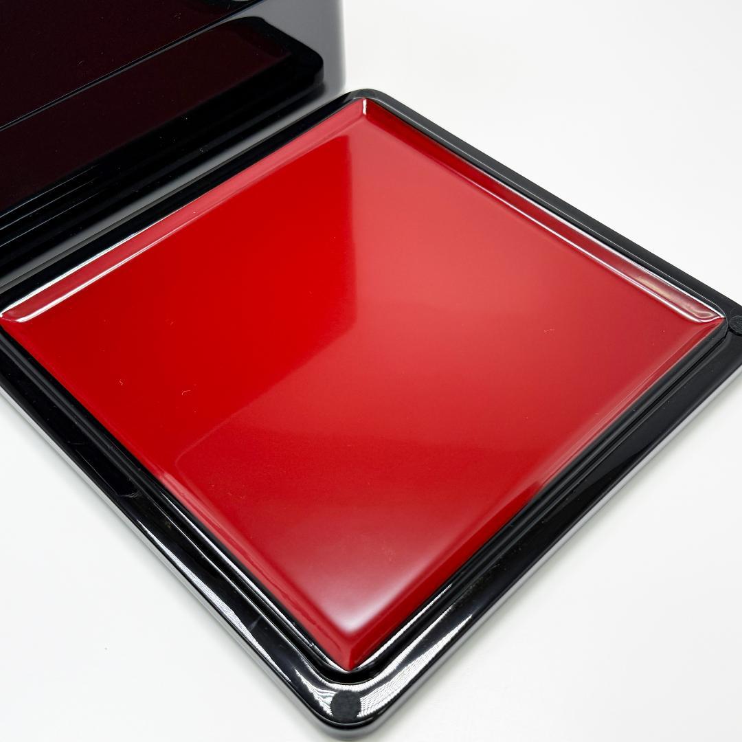 会津塗り 黒本重三段 木製 重箱 6.5