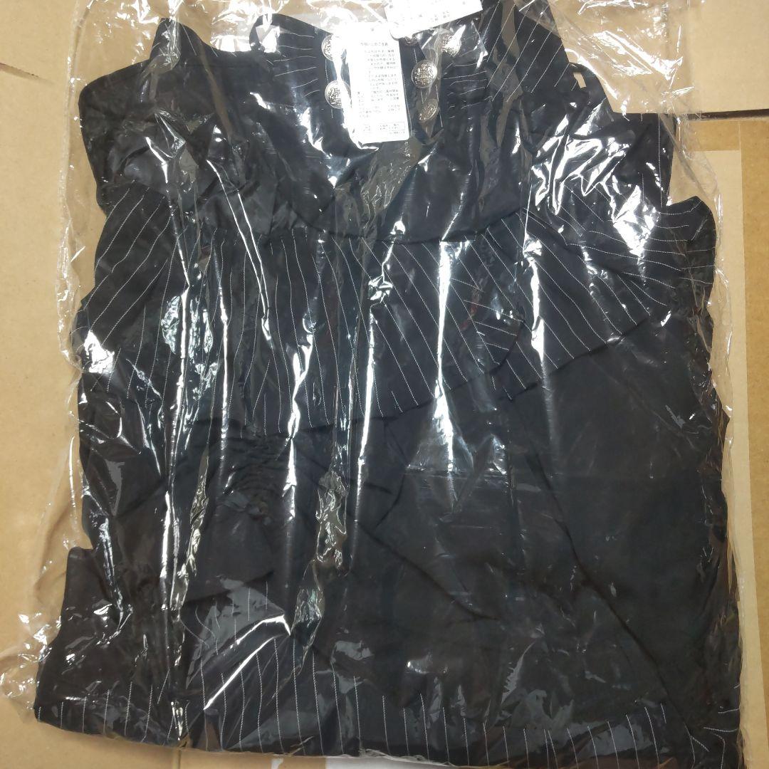 Chalmiere ストライプフリルスカート 黒