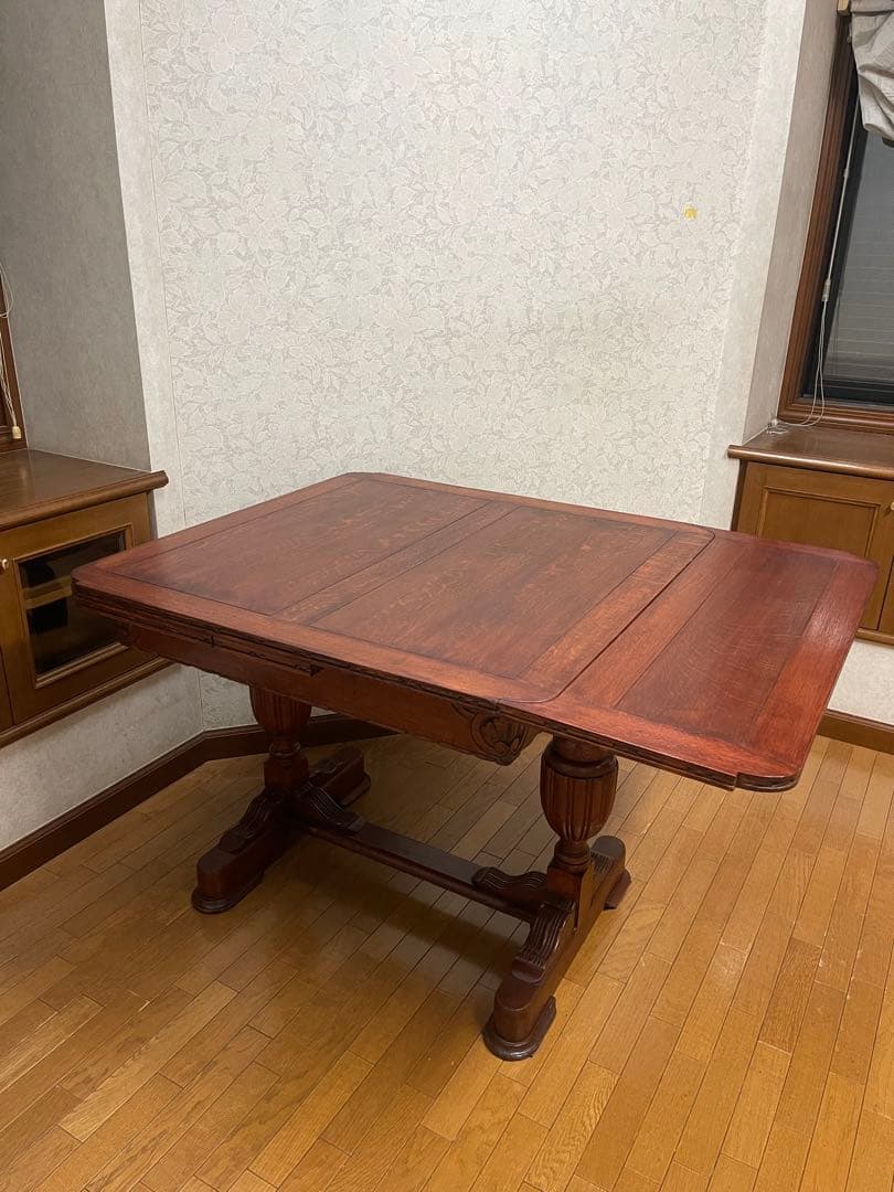 1*中様 アンティーク木製ドローリーフテーブル　ダイニングテーブル