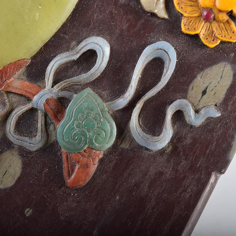 中国 玉石彫刻 貼花文 硯屏 M R8524