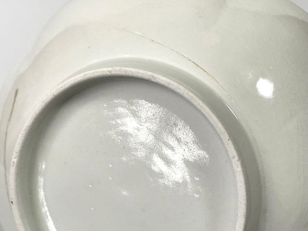 骨董 アンティーク 色絵 柿右衛門 花文様 鞠 輪花縁 鉢 菓子鉢 骨董