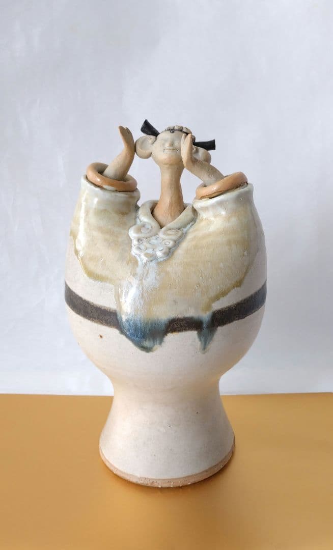 青芳人形 念ずれば花開く 砥部焼 青芳窯 森元青芳 創作人形 オブジェ