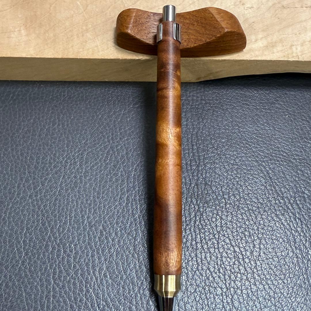 195台湾樟変わり杢　木製シャーペン　強低重心ダブルR 真鍮