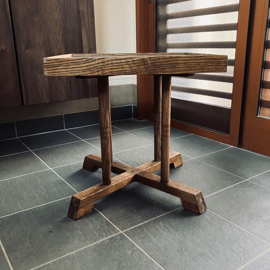 リノリウム×オーク×タモ カフェテーブル サイドテーブル ハンドメイド