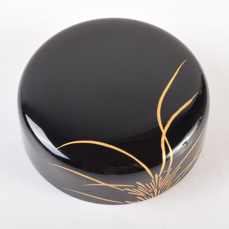 おんちゃん茶道具　大内塗　岡田忠亮作　金蒔絵花文　棗　共箱　V　7021