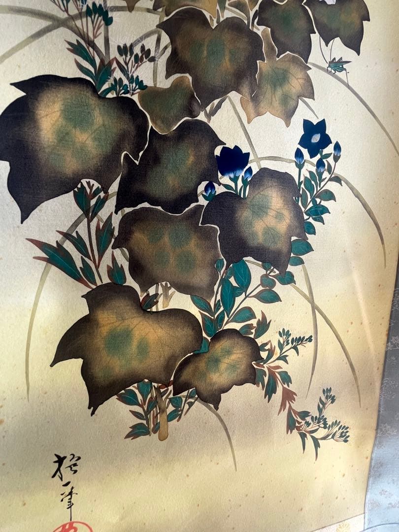 月に秋草と虫図 掛軸 酒井抱一 風 - メルカリ