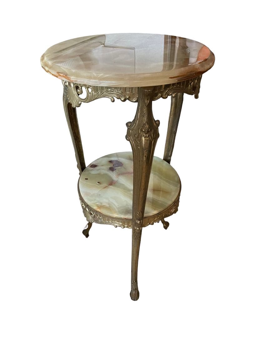 大理石 花台 サイドテーブル 飾り台 アンティークゴールド ヴ