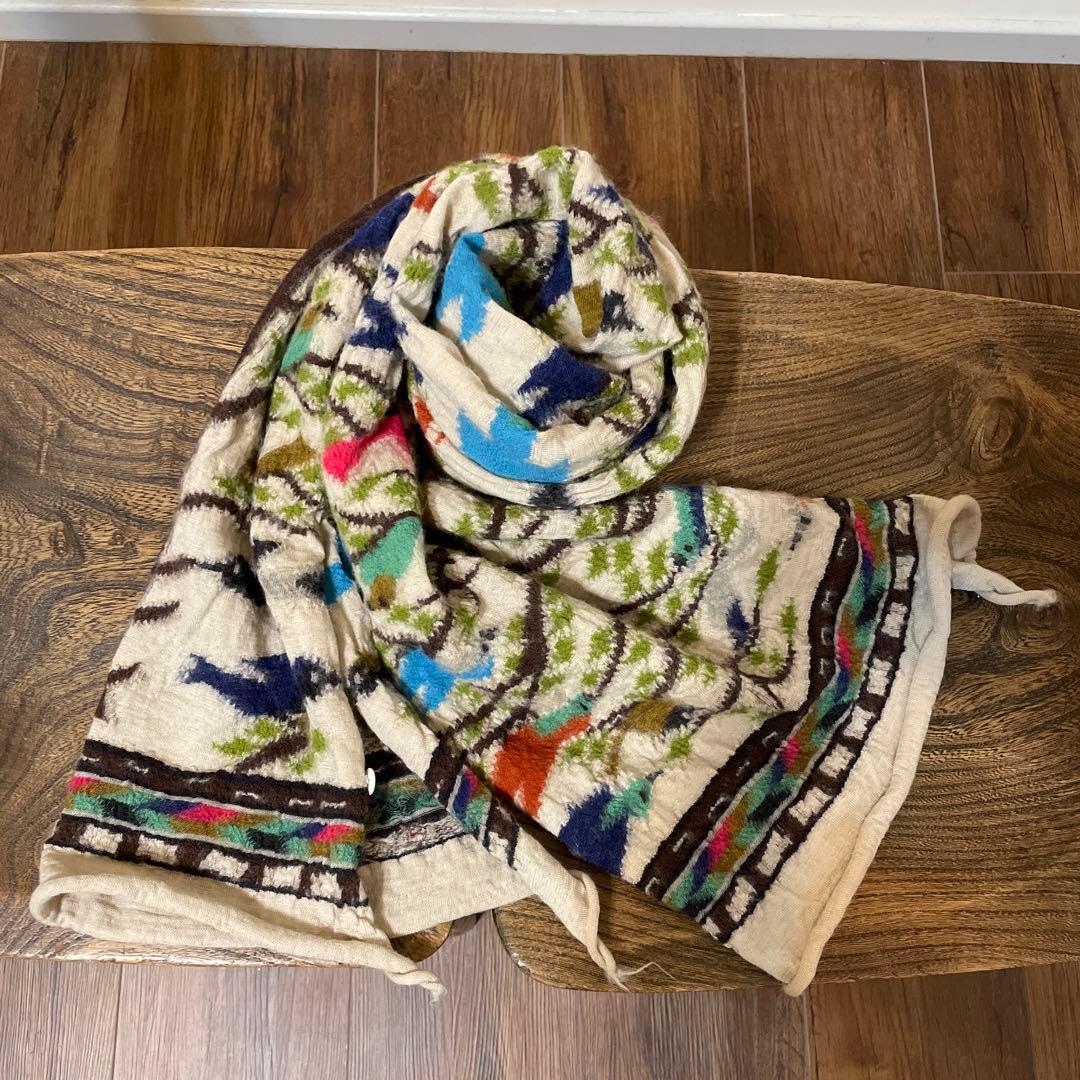 KAPITAL キャピタル　BIRD TREE HAPPYマフラーマフラー KAPITAL キャピタル BIRD TREE HAPPYマフラーマフラー KAPITAL - 縮絨