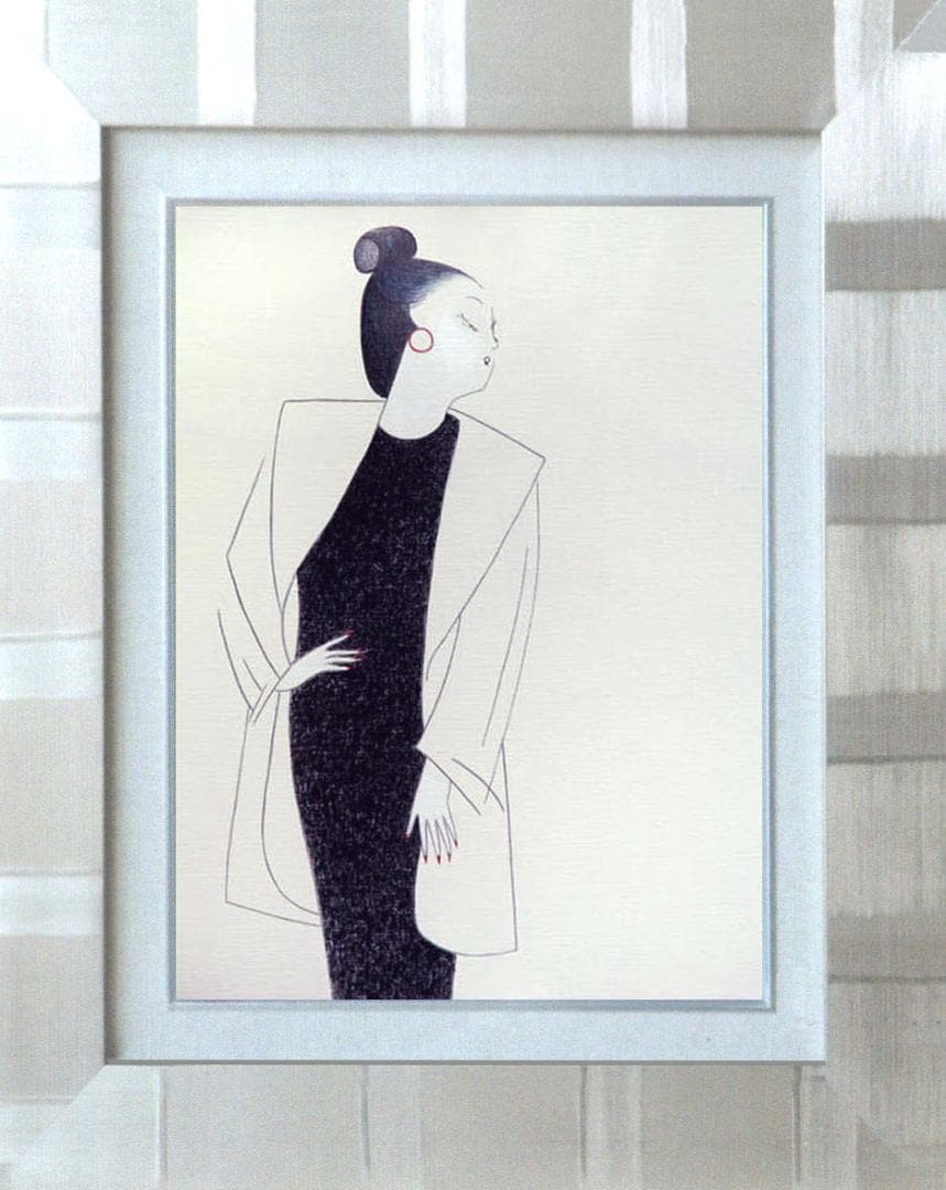 油絵 菅家令子 絵 絵画 インテリア 額付(黒) F6-082511 人物 女性