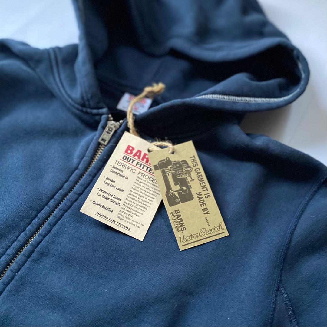 【新品】BARNS バーンズ 日本製 union made ジップフードパーカー