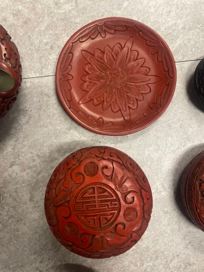 堆朱　9点　まとめて　中国美術　骨董　古美術　アンティーク