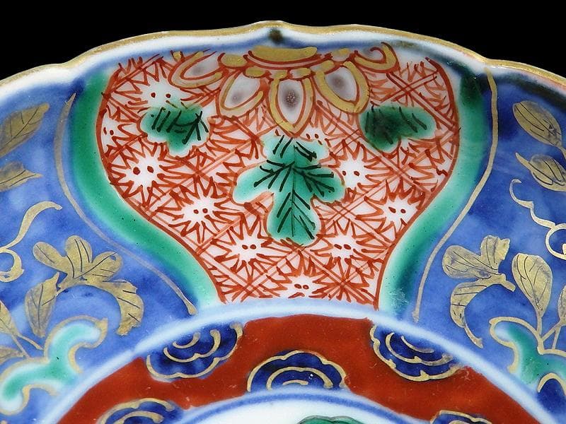 古伊万里 金襴手 団龍紋に花の図 4寸皿 5枚