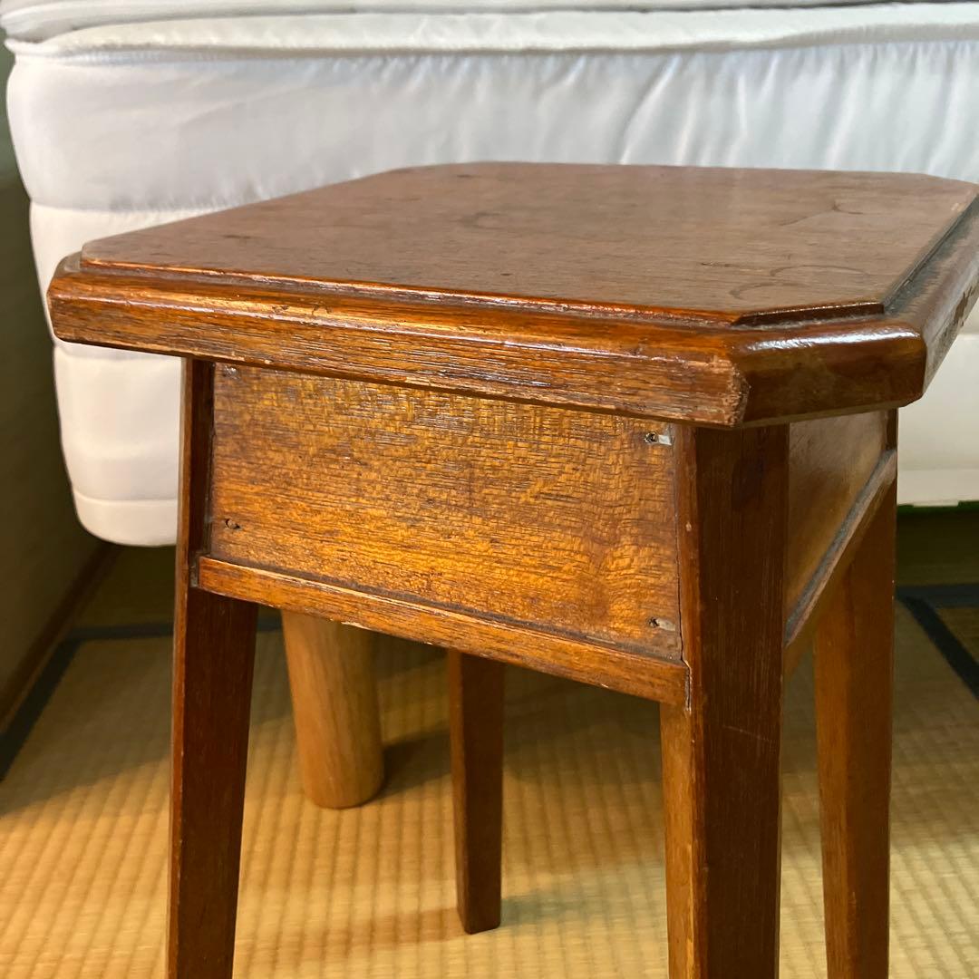 アンティーク木製 スツール 丸椅子 花台 昭和レトロ 古道具 古家具　角椅子