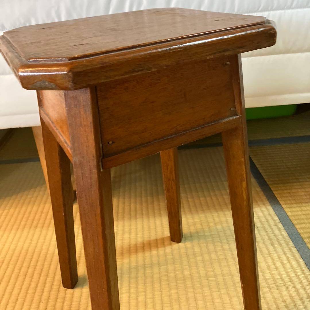 アンティーク木製 スツール 丸椅子 花台 昭和レトロ 古道具 古家具　角椅子
