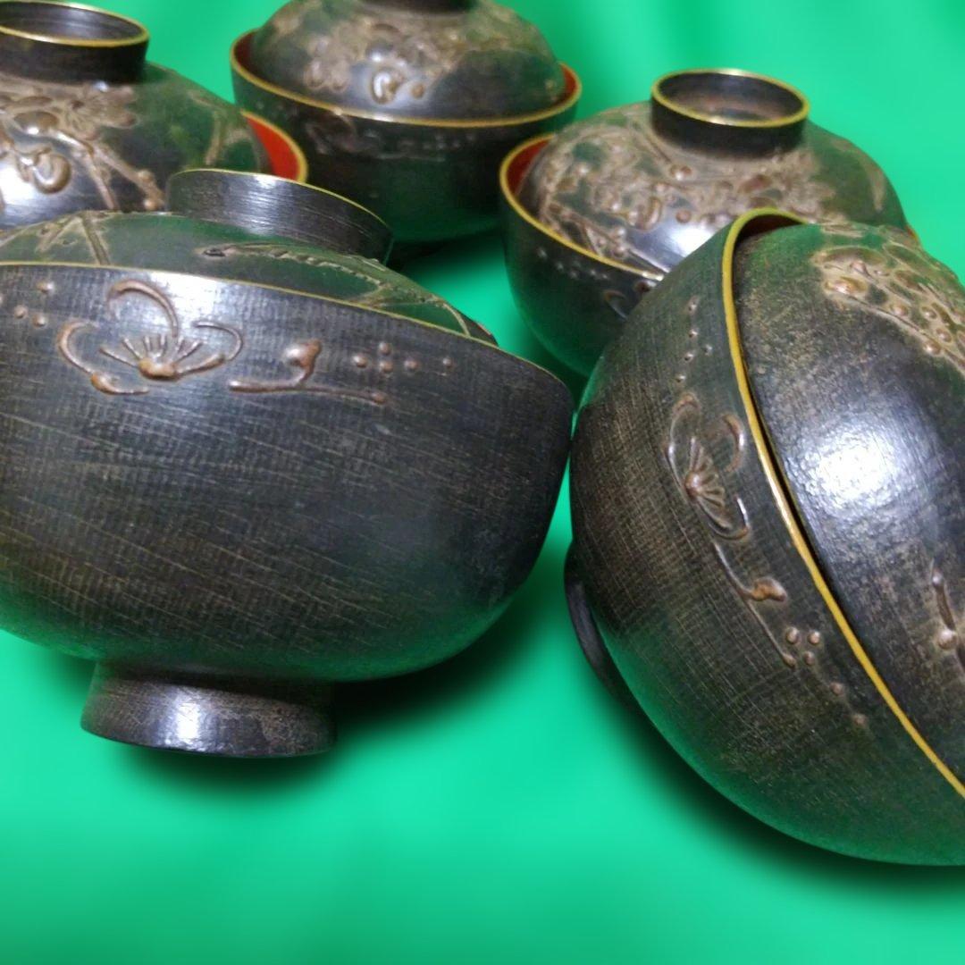輪島塗 鉄錆塗 天然木椀 5客 - メルカリ