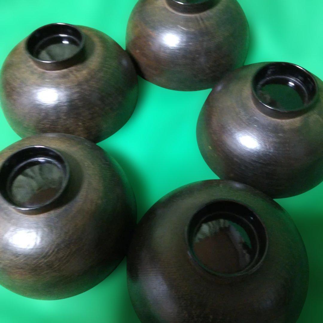 輪島塗 鉄錆塗 天然木椀 5客 - メルカリ