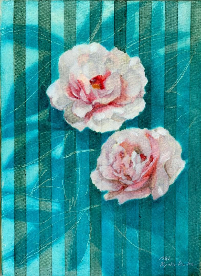 油絵 菅家令子 絵 絵画 インテリア 額付(銀) F4-222023 花 ぼたん