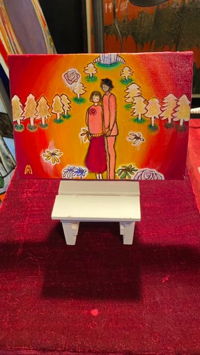 アクリル画】商品名　「ラブソング」未使用品　限定品  ミニチェアー付き
