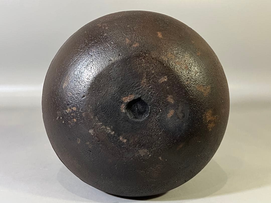 DT695 茶道具 釜師 畠春斎 造 尻張形釜 共箱